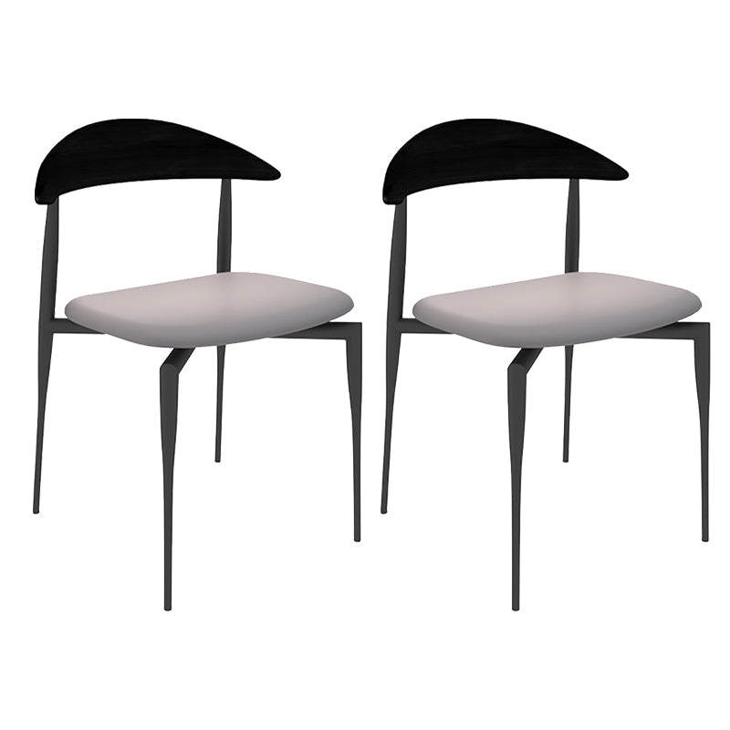Faux Leather Side Chair Contemporary Open Back Dining Room Chair Black-Gray 2 Piece Set Clearhalo 'Dining Chairs' 'Dining Tables & Seating' 'dining_chair' 'furn' 'furn_dining_chair' 'Furniture' 'furniture_dining_chair' 'Kitchen & Dining Furniture' 4986003