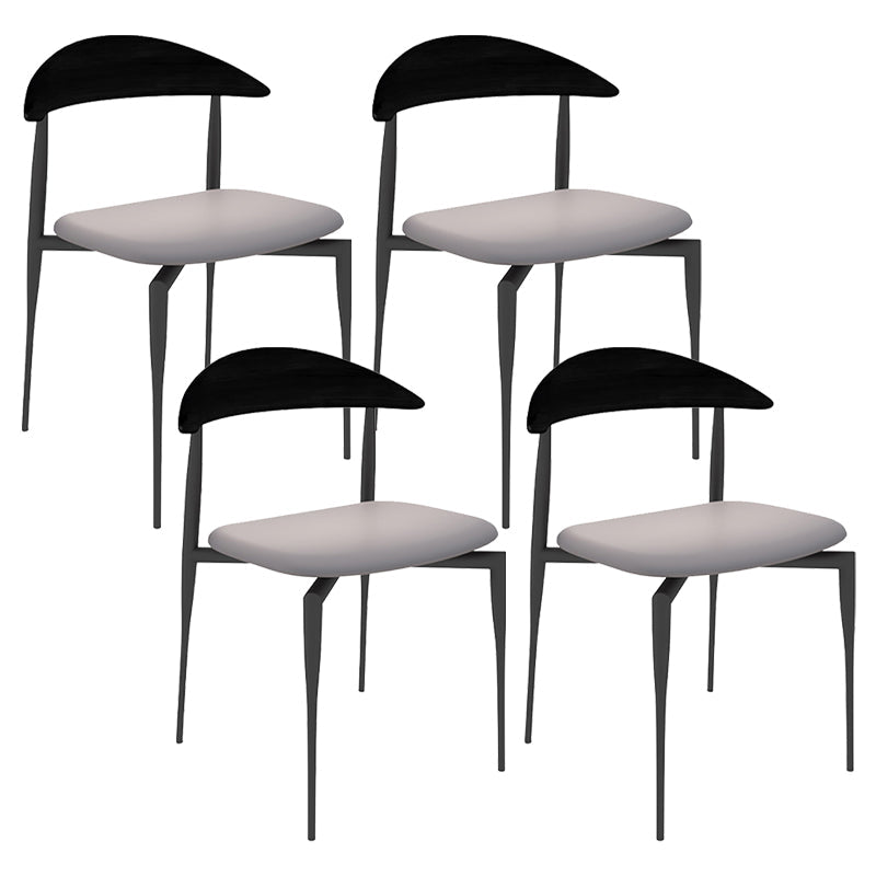 Faux Leather Side Chair Contemporary Open Back Dining Room Chair Black-Gray 4 Piece Set Clearhalo 'Dining Chairs' 'Dining Tables & Seating' 'dining_chair' 'furn' 'furn_dining_chair' 'Furniture' 'furniture_dining_chair' 'Kitchen & Dining Furniture' 4986004