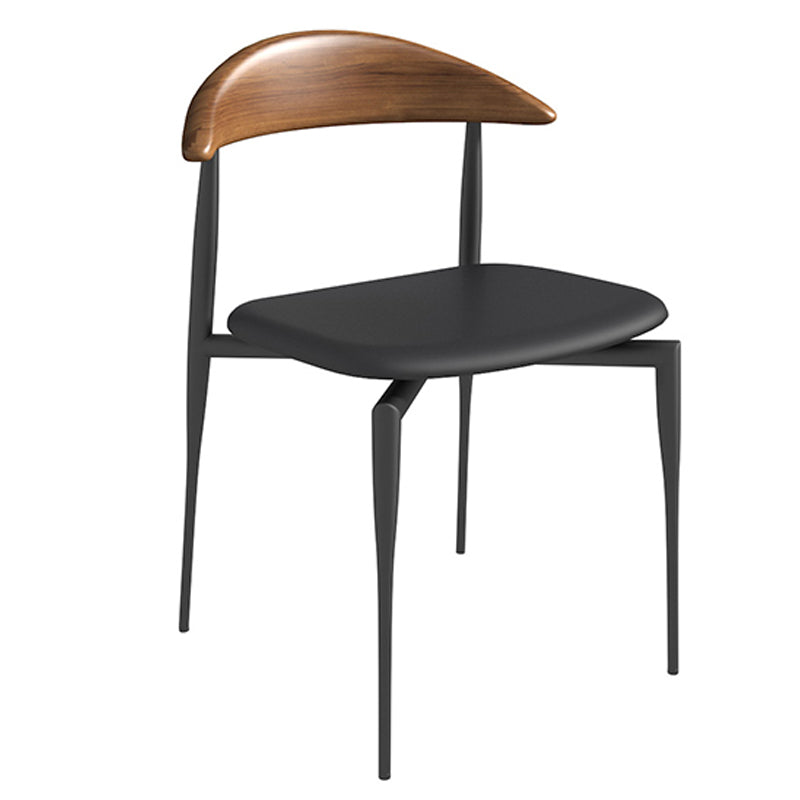 Faux Leather Side Chair Contemporary Open Back Dining Room Chair Brown-Black 1 Piece Clearhalo 'Dining Chairs' 'Dining Tables & Seating' 'dining_chair' 'furn' 'furn_dining_chair' 'Furniture' 'furniture_dining_chair' 'Kitchen & Dining Furniture' 4986005