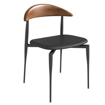 Faux Leather Side Chair Contemporary Open Back Dining Room Chair Brown-Black 1 Piece Clearhalo 'Dining Chairs' 'Dining Tables & Seating' 'dining_chair' 'furn' 'furn_dining_chair' 'Furniture' 'furniture_dining_chair' 'Kitchen & Dining Furniture' 4986005