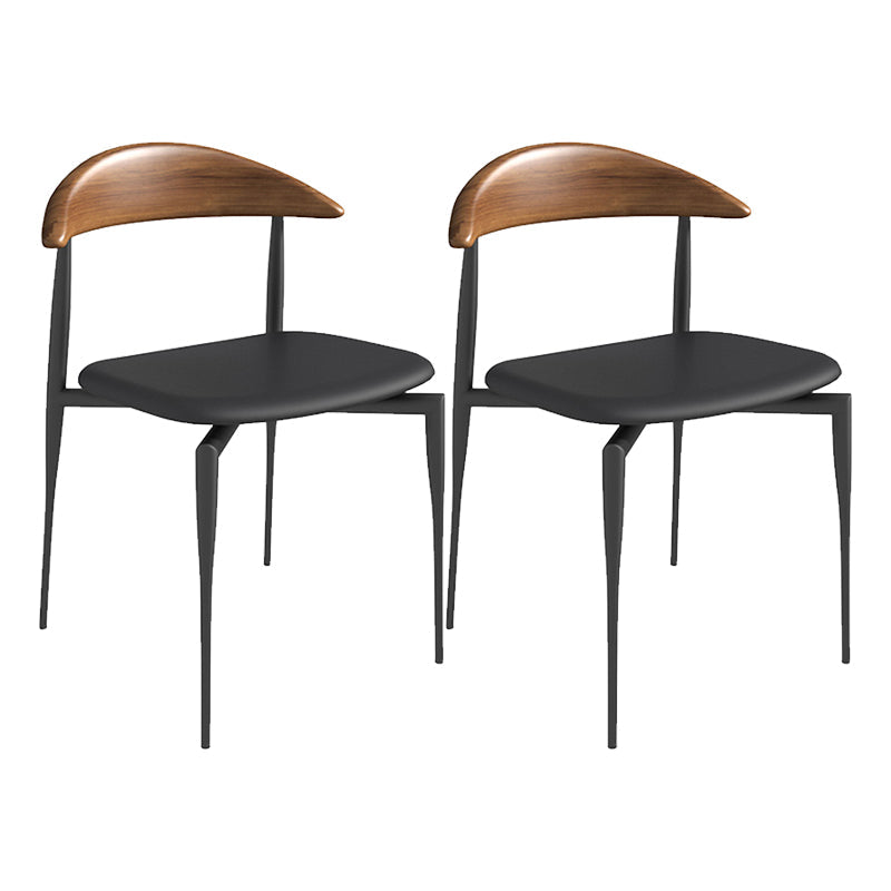 Faux Leather Side Chair Contemporary Open Back Dining Room Chair Brown-Black 2 Piece Set Clearhalo 'Dining Chairs' 'Dining Tables & Seating' 'dining_chair' 'furn' 'furn_dining_chair' 'Furniture' 'furniture_dining_chair' 'Kitchen & Dining Furniture' 4986006