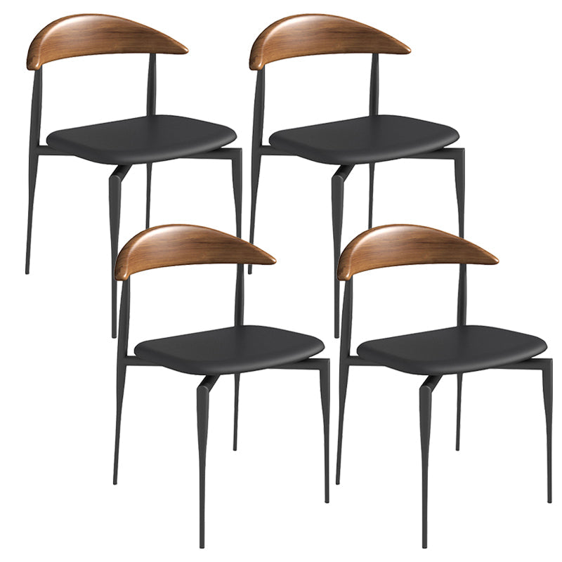 Faux Leather Side Chair Contemporary Open Back Dining Room Chair Brown-Black 4 Piece Set Clearhalo 'Dining Chairs' 'Dining Tables & Seating' 'dining_chair' 'furn' 'furn_dining_chair' 'Furniture' 'furniture_dining_chair' 'Kitchen & Dining Furniture' 4986007