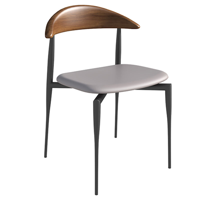 Faux Leather Side Chair Contemporary Open Back Dining Room Chair Gray-Brown 1 Piece Clearhalo 'Dining Chairs' 'Dining Tables & Seating' 'dining_chair' 'furn' 'furn_dining_chair' 'Furniture' 'furniture_dining_chair' 'Kitchen & Dining Furniture' 4986008