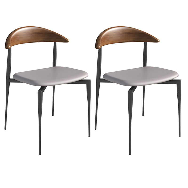 Faux Leather Side Chair Contemporary Open Back Dining Room Chair Gray-Brown 2 Piece Set Clearhalo 'Dining Chairs' 'Dining Tables & Seating' 'dining_chair' 'furn' 'furn_dining_chair' 'Furniture' 'furniture_dining_chair' 'Kitchen & Dining Furniture' 4986009