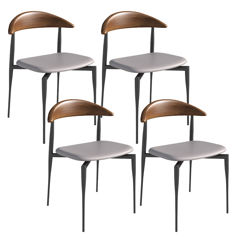 Faux Leather Side Chair Contemporary Open Back Dining Room Chair Gray-Brown 4 Piece Set Clearhalo 'Dining Chairs' 'Dining Tables & Seating' 'dining_chair' 'furn' 'furn_dining_chair' 'Furniture' 'furniture_dining_chair' 'Kitchen & Dining Furniture' 4986010