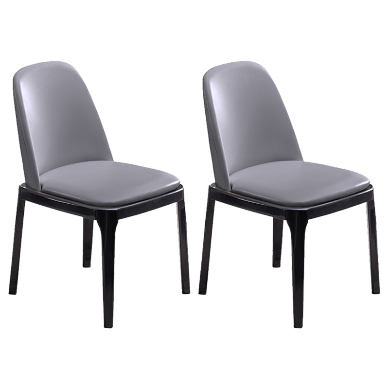 Modern Style Side Chair Leather Indoor Dining Chair with Wooden Legs Dark Gray 2 Piece Set Black Clearhalo 'Dining Chairs' 'Dining Tables & Seating' 'dining_chair' 'furn' 'furn_dining_chair' 'Furniture' 'furniture_dining_chair' 'Kitchen & Dining Furniture' 4986013
