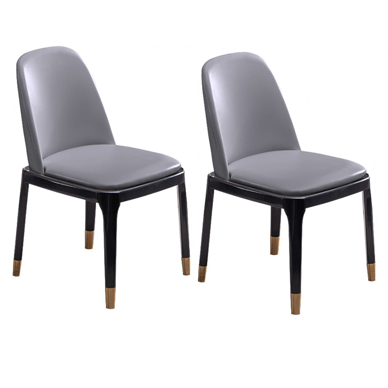 Modern Style Side Chair Leather Indoor Dining Chair with Wooden Legs Dark Gray 2 Piece Set Brass Gold Clearhalo 'Dining Chairs' 'Dining Tables & Seating' 'dining_chair' 'furn' 'furn_dining_chair' 'Furniture' 'furniture_dining_chair' 'Kitchen & Dining Furniture' 4986014