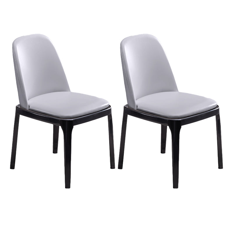 Modern Style Side Chair Leather Indoor Dining Chair with Wooden Legs Light Gray 2 Piece Set Black Clearhalo 'Dining Chairs' 'Dining Tables & Seating' 'dining_chair' 'furn' 'furn_dining_chair' 'Furniture' 'furniture_dining_chair' 'Kitchen & Dining Furniture' 4986016