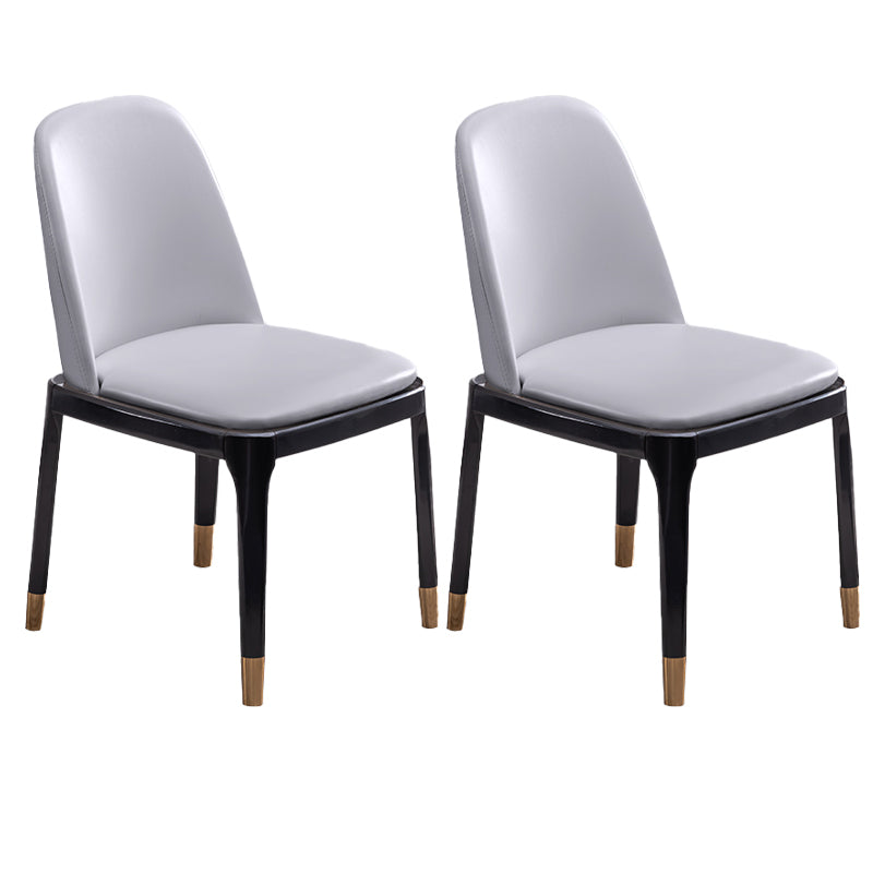 Modern Style Side Chair Leather Indoor Dining Chair with Wooden Legs Light Gray 2 Piece Set Brass Gold Clearhalo 'Dining Chairs' 'Dining Tables & Seating' 'dining_chair' 'furn' 'furn_dining_chair' 'Furniture' 'furniture_dining_chair' 'Kitchen & Dining Furniture' 4986018