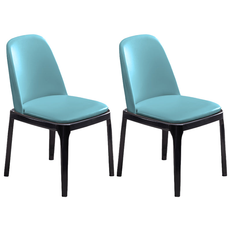 Modern Style Side Chair Leather Indoor Dining Chair with Wooden Legs Blue 2 Piece Set Black Clearhalo 'Dining Chairs' 'Dining Tables & Seating' 'dining_chair' 'furn' 'furn_dining_chair' 'Furniture' 'furniture_dining_chair' 'Kitchen & Dining Furniture' 4986029