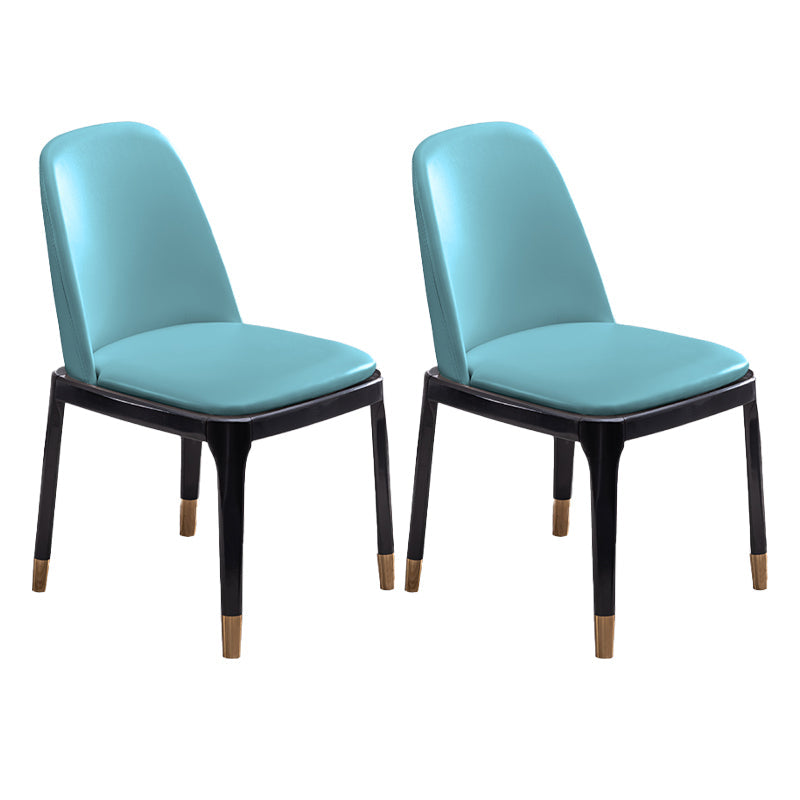 Modern Style Side Chair Leather Indoor Dining Chair with Wooden Legs Blue 2 Piece Set Brass Gold Clearhalo 'Dining Chairs' 'Dining Tables & Seating' 'dining_chair' 'furn' 'furn_dining_chair' 'Furniture' 'furniture_dining_chair' 'Kitchen & Dining Furniture' 4986031