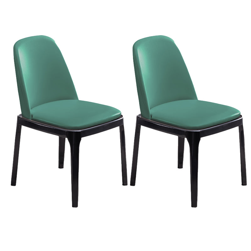 Modern Style Side Chair Leather Indoor Dining Chair with Wooden Legs Green 2 Piece Set Black Clearhalo 'Dining Chairs' 'Dining Tables & Seating' 'dining_chair' 'furn' 'furn_dining_chair' 'Furniture' 'furniture_dining_chair' 'Kitchen & Dining Furniture' 4986033