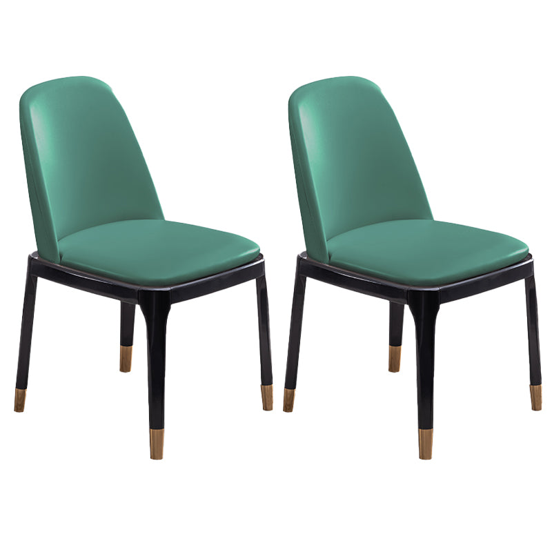 Modern Style Side Chair Leather Indoor Dining Chair with Wooden Legs Green 2 Piece Set Brass Gold Clearhalo 'Dining Chairs' 'Dining Tables & Seating' 'dining_chair' 'furn' 'furn_dining_chair' 'Furniture' 'furniture_dining_chair' 'Kitchen & Dining Furniture' 4986034
