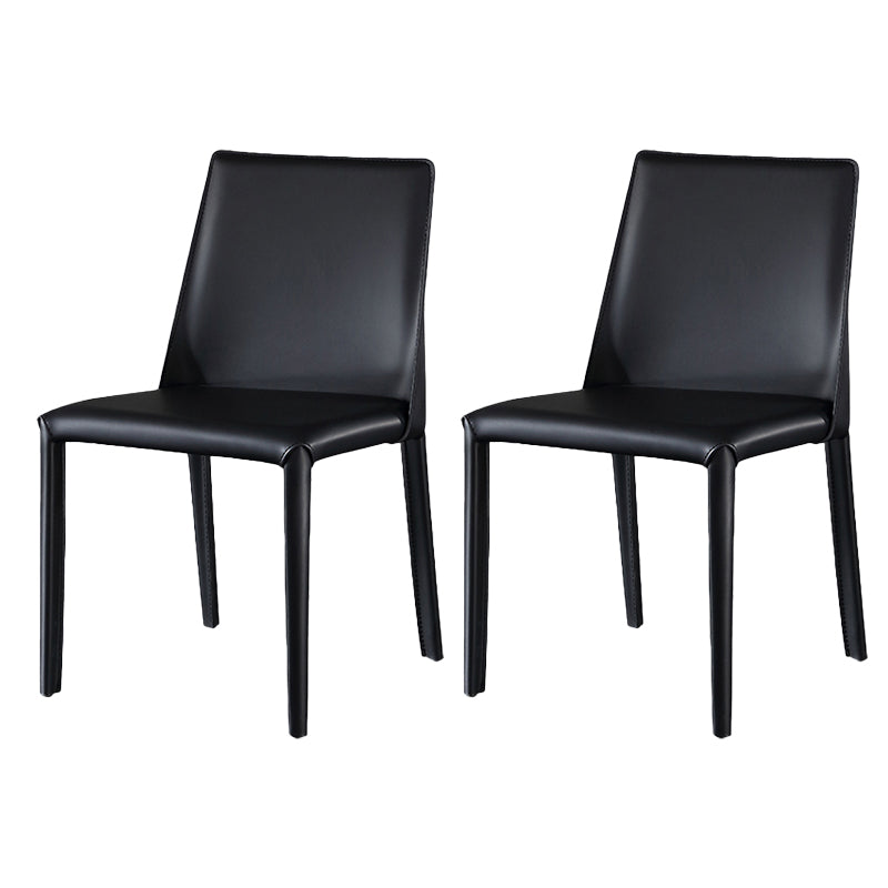 Glam Dining Room Armless Chairs Faux Leather Metal Base Dining Chairs Black 2 Piece Set Clearhalo 'Dining Chairs' 'Dining Tables & Seating' 'dining_chair' 'furn' 'furn_dining_chair' 'Furniture' 'furniture_dining_chair' 'Kitchen & Dining Furniture' 4986038