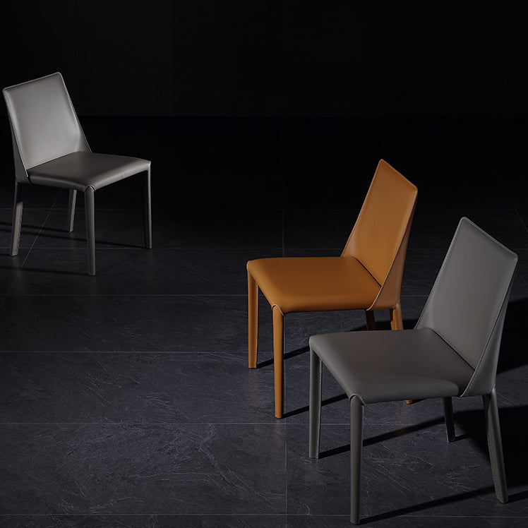 Glam Dining Room Armless Chairs Faux Leather Metal Base Dining Chairs Clearhalo 'Dining Chairs' 'Dining Tables & Seating' 'dining_chair' 'furn' 'furn_dining_chair' 'Furniture' 'furniture_dining_chair' 'Kitchen & Dining Furniture' 4986051