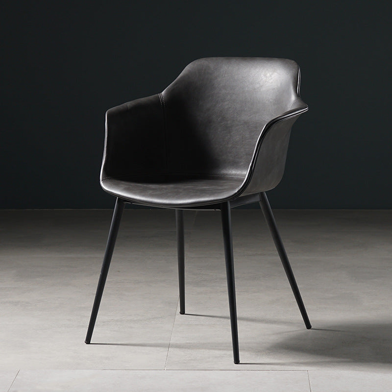 Metal Contemporary Kitchen Dining Chair Arm Solid Back Chair Dark Gray Clearhalo 'Dining Chairs' 'Dining Tables & Seating' 'dining_chair' 'Furniture' 'furniture_dining_chair' 'Kitchen & Dining Furniture' 4986060