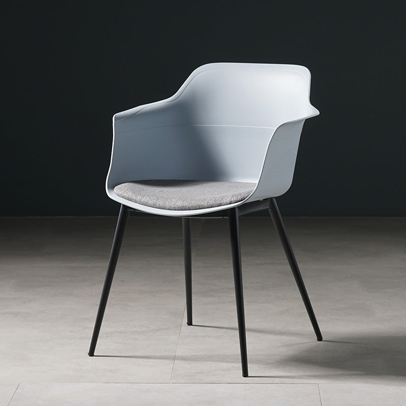 Metal Contemporary Kitchen Dining Chair Arm Solid Back Chair Light Blue Clearhalo 'Dining Chairs' 'Dining Tables & Seating' 'dining_chair' 'Furniture' 'furniture_dining_chair' 'Kitchen & Dining Furniture' 4986066