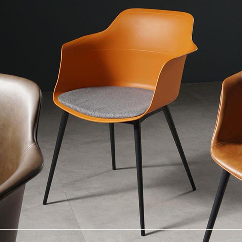 Metal Contemporary Kitchen Dining Chair Arm Solid Back Chair Clearhalo 'Dining Chairs' 'Dining Tables & Seating' 'dining_chair' 'Furniture' 'furniture_dining_chair' 'Kitchen & Dining Furniture' 4986070