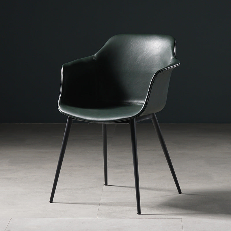 Metal Contemporary Kitchen Dining Chair Arm Solid Back Chair Blackish Green Clearhalo 'Dining Chairs' 'Dining Tables & Seating' 'dining_chair' 'Furniture' 'furniture_dining_chair' 'Kitchen & Dining Furniture' 4986073