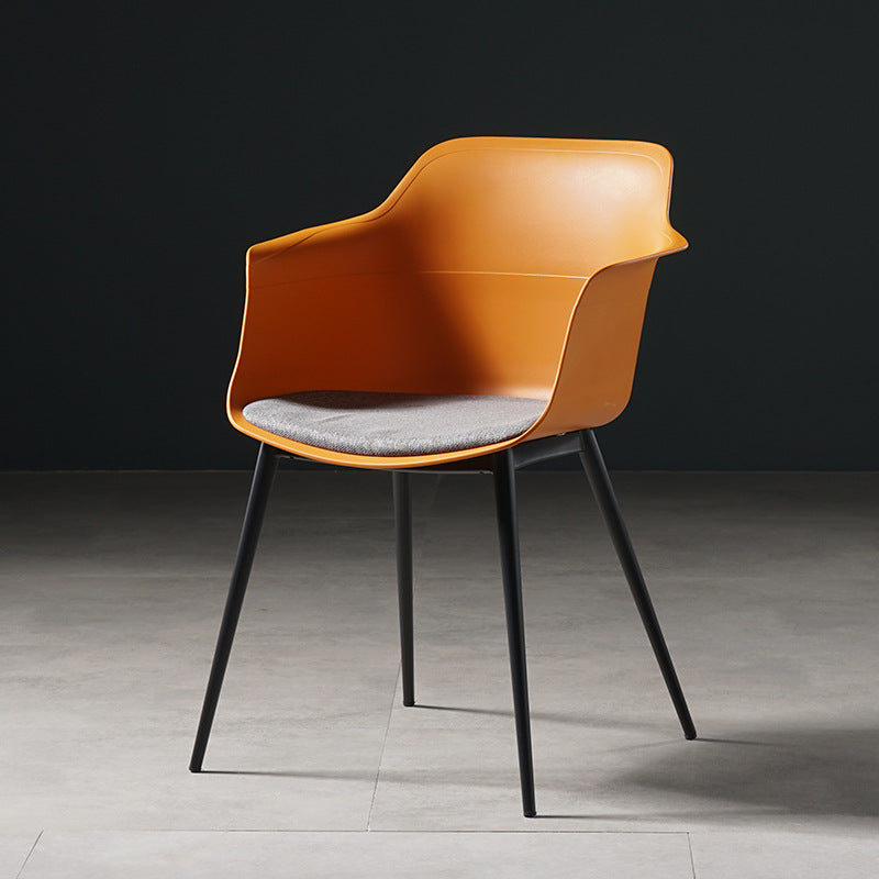 Metal Contemporary Kitchen Dining Chair Arm Solid Back Chair Orange-Red Clearhalo 'Dining Chairs' 'Dining Tables & Seating' 'dining_chair' 'Furniture' 'furniture_dining_chair' 'Kitchen & Dining Furniture' 4986075