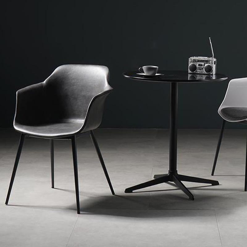 Metal Contemporary Kitchen Dining Chair Arm Solid Back Chair Clearhalo 'Dining Chairs' 'Dining Tables & Seating' 'dining_chair' 'Furniture' 'furniture_dining_chair' 'Kitchen & Dining Furniture' 4986079