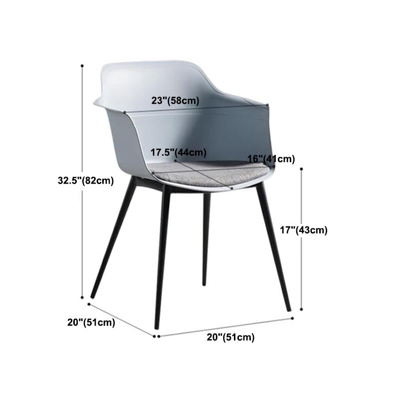 Metal Contemporary Kitchen Dining Chair Arm Solid Back Chair Clearhalo 'Dining Chairs' 'Dining Tables & Seating' 'dining_chair' 'Furniture' 'furniture_dining_chair' 'Kitchen & Dining Furniture' 4986080