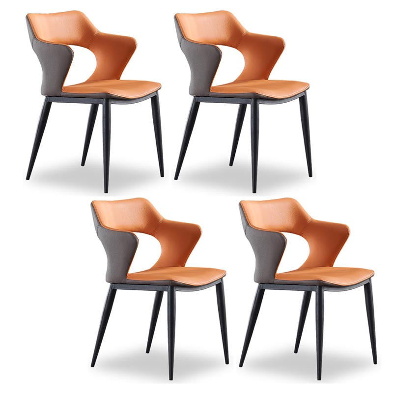Metal Contemporary Dining Room Chair Metallic Finish Open Back Dining Side Chair Orange 4 Piece Set Clearhalo 'Dining Chairs' 'Dining Tables & Seating' 'dining_chair' 'furn' 'furn_dining_chair' 'Furniture' 'furniture_dining_chair' 'Kitchen & Dining Furniture' 4986101