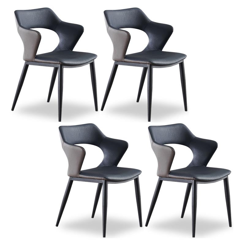 Metal Contemporary Dining Room Chair Metallic Finish Open Back Dining Side Chair Navy Blue 4 Piece Set Clearhalo 'Dining Chairs' 'Dining Tables & Seating' 'dining_chair' 'furn' 'furn_dining_chair' 'Furniture' 'furniture_dining_chair' 'Kitchen & Dining Furniture' 4986102