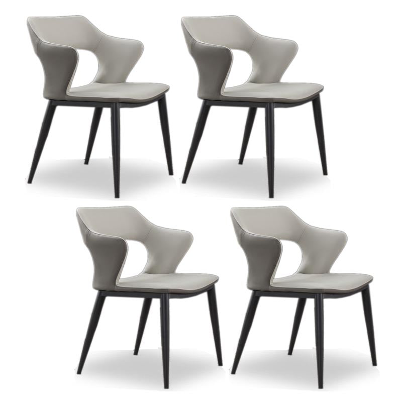 Metal Contemporary Dining Room Chair Metallic Finish Open Back Dining Side Chair Light Gray 4 Piece Set Clearhalo 'Dining Chairs' 'Dining Tables & Seating' 'dining_chair' 'furn' 'furn_dining_chair' 'Furniture' 'furniture_dining_chair' 'Kitchen & Dining Furniture' 4986104