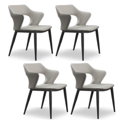 Metal Contemporary Dining Room Chair Metallic Finish Open Back Dining Side Chair Light Gray 4 Piece Set Clearhalo 'Dining Chairs' 'Dining Tables & Seating' 'dining_chair' 'furn' 'furn_dining_chair' 'Furniture' 'furniture_dining_chair' 'Kitchen & Dining Furniture' 4986104