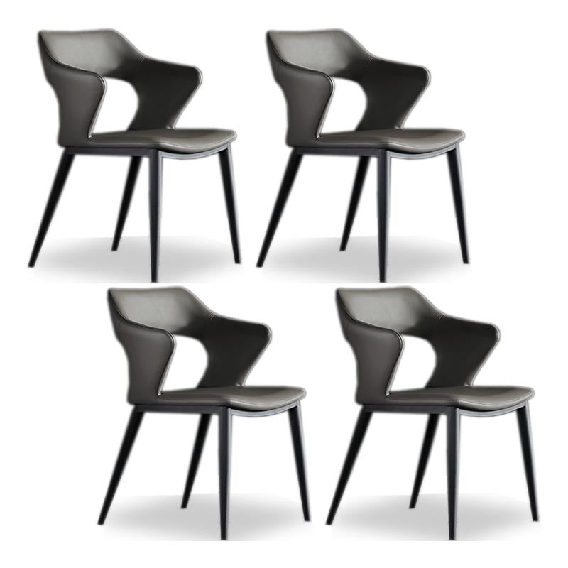 Metal Contemporary Dining Room Chair Metallic Finish Open Back Dining Side Chair Grey 4 Piece Set Clearhalo 'Dining Chairs' 'Dining Tables & Seating' 'dining_chair' 'furn' 'furn_dining_chair' 'Furniture' 'furniture_dining_chair' 'Kitchen & Dining Furniture' 4986107