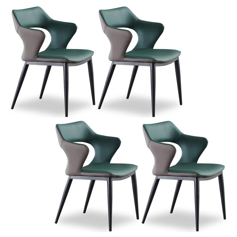 Metal Contemporary Dining Room Chair Metallic Finish Open Back Dining Side Chair Green 4 Piece Set Clearhalo 'Dining Chairs' 'Dining Tables & Seating' 'dining_chair' 'furn' 'furn_dining_chair' 'Furniture' 'furniture_dining_chair' 'Kitchen & Dining Furniture' 4986109