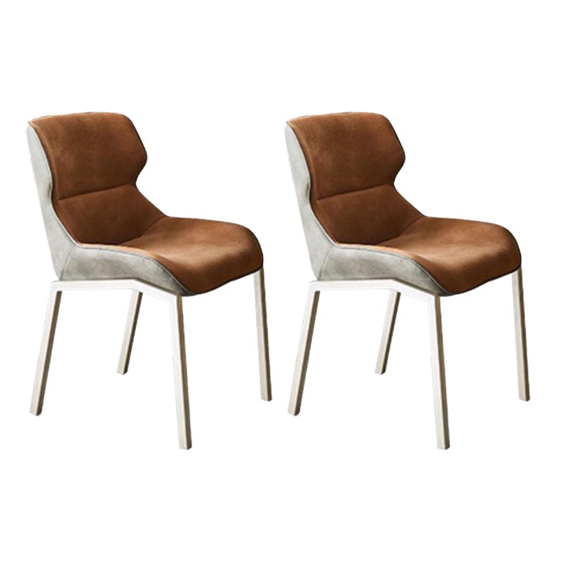 Modern Style Parsons Side Chair Indoor Dining Chair with Metal Base Orange 2 Piece Set Clearhalo 'Dining Chairs' 'Dining Tables & Seating' 'dining_chair' 'furn' 'furn_dining_chair' 'Furniture' 'furniture_dining_chair' 'Kitchen & Dining Furniture' 4986123