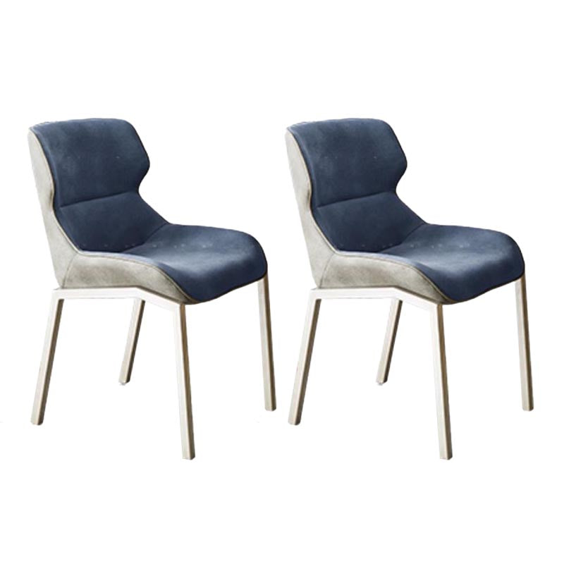 Modern Style Parsons Side Chair Indoor Dining Chair with Metal Base Blue 2 Piece Set Clearhalo 'Dining Chairs' 'Dining Tables & Seating' 'dining_chair' 'furn' 'furn_dining_chair' 'Furniture' 'furniture_dining_chair' 'Kitchen & Dining Furniture' 4986129