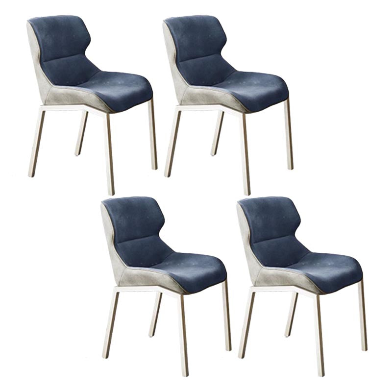 Modern Style Parsons Side Chair Indoor Dining Chair with Metal Base Blue 4 Piece Set Clearhalo 'Dining Chairs' 'Dining Tables & Seating' 'dining_chair' 'furn' 'furn_dining_chair' 'Furniture' 'furniture_dining_chair' 'Kitchen & Dining Furniture' 4986131