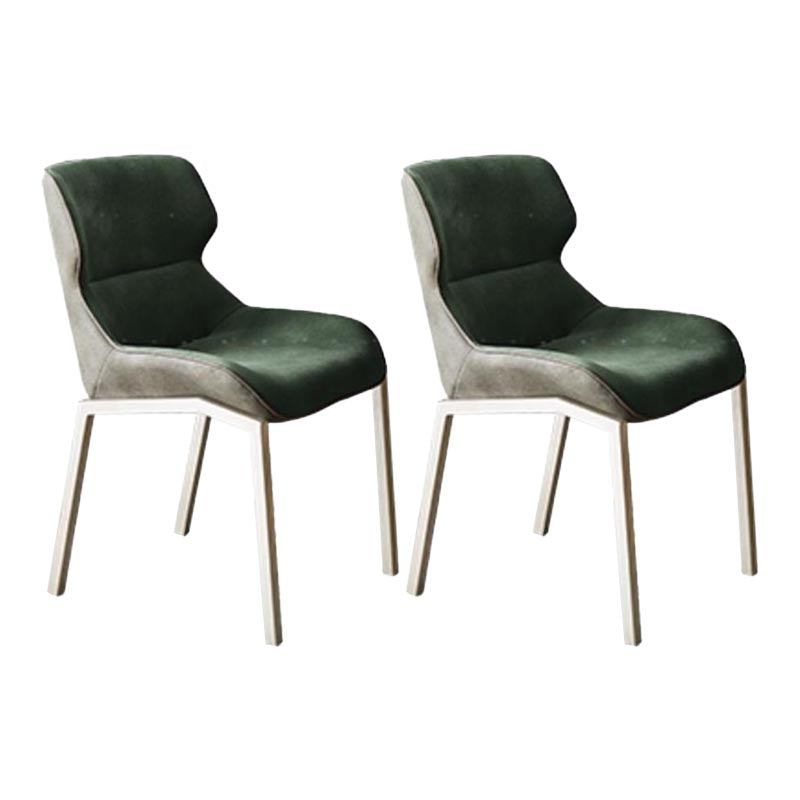 Modern Style Parsons Side Chair Indoor Dining Chair with Metal Base Green 2 Piece Set Clearhalo 'Dining Chairs' 'Dining Tables & Seating' 'dining_chair' 'furn' 'furn_dining_chair' 'Furniture' 'furniture_dining_chair' 'Kitchen & Dining Furniture' 4986135