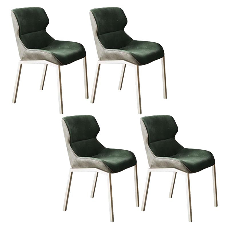 Modern Style Parsons Side Chair Indoor Dining Chair with Metal Base Green 4 Piece Set Clearhalo 'Dining Chairs' 'Dining Tables & Seating' 'dining_chair' 'furn' 'furn_dining_chair' 'Furniture' 'furniture_dining_chair' 'Kitchen & Dining Furniture' 4986136