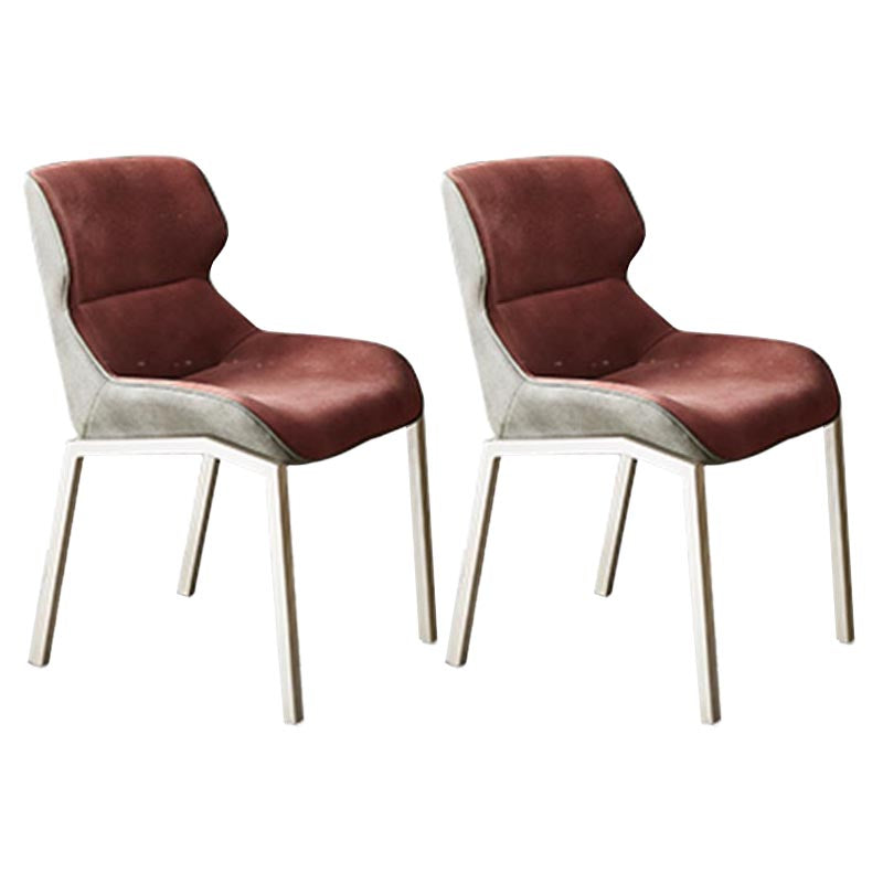 Modern Style Parsons Side Chair Indoor Dining Chair with Metal Base Red 2 Piece Set Clearhalo 'Dining Chairs' 'Dining Tables & Seating' 'dining_chair' 'furn' 'furn_dining_chair' 'Furniture' 'furniture_dining_chair' 'Kitchen & Dining Furniture' 4986140
