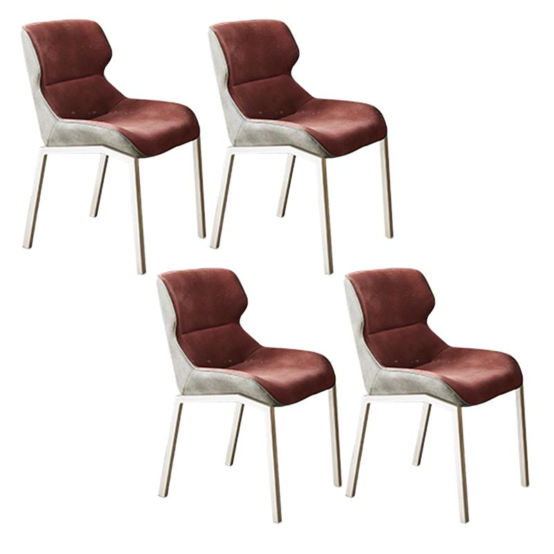 Modern Style Parsons Side Chair Indoor Dining Chair with Metal Base Red 4 Piece Set Clearhalo 'Dining Chairs' 'Dining Tables & Seating' 'dining_chair' 'furn' 'furn_dining_chair' 'Furniture' 'furniture_dining_chair' 'Kitchen & Dining Furniture' 4986141