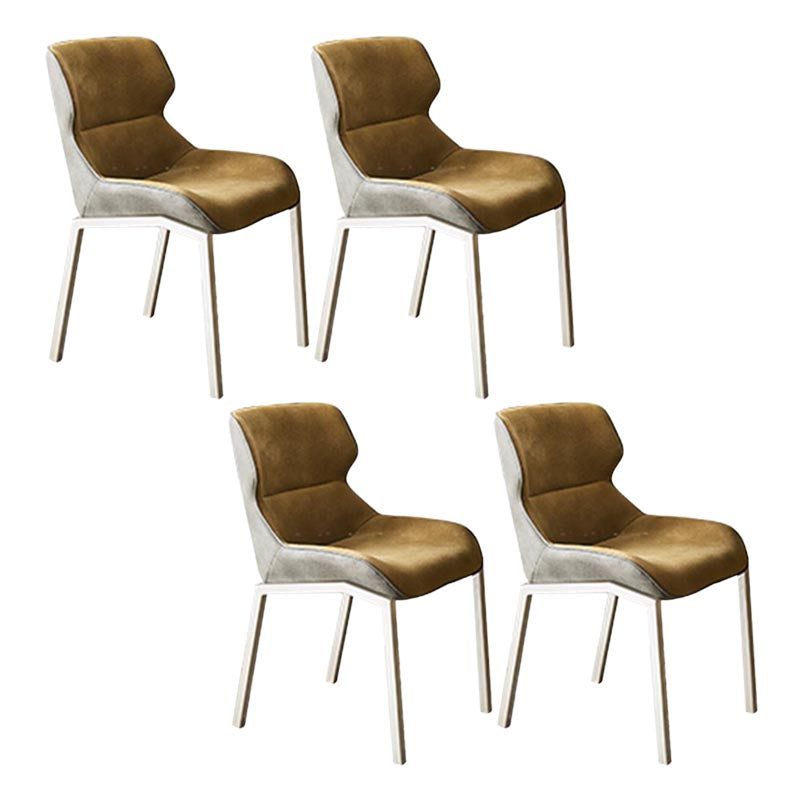 Modern Style Parsons Side Chair Indoor Dining Chair with Metal Base Yellow 4 Piece Set Clearhalo 'Dining Chairs' 'Dining Tables & Seating' 'dining_chair' 'furn' 'furn_dining_chair' 'Furniture' 'furniture_dining_chair' 'Kitchen & Dining Furniture' 4986144