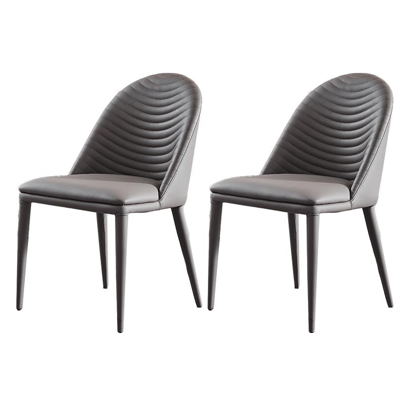 Glam Style Side Chair Leather Dining Side Chair for Dining Room Dark Gray 2 Piece Set Clearhalo 'Dining Chairs' 'Dining Tables & Seating' 'dining_chair' 'furn' 'furn_dining_chair' 'Furniture' 'furniture_dining_chair' 'Kitchen & Dining Furniture' 4986150
