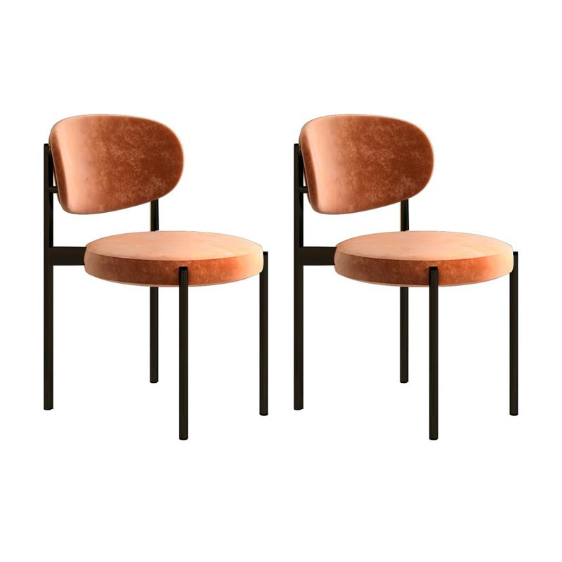 Glam Style Dining Chair Open Back Side Chair for Dining Room Orange 2 Piece Set Clearhalo 'Dining Chairs' 'Dining Tables & Seating' 'dining_chair' 'furn' 'furn_dining_chair' 'Furniture' 'furniture_dining_chair' 'Kitchen & Dining Furniture' 4986192