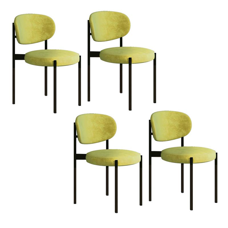 Glam Style Dining Chair Open Back Side Chair for Dining Room Yellow 4 Piece Set Clearhalo 'Dining Chairs' 'Dining Tables & Seating' 'dining_chair' 'furn' 'furn_dining_chair' 'Furniture' 'furniture_dining_chair' 'Kitchen & Dining Furniture' 4986196