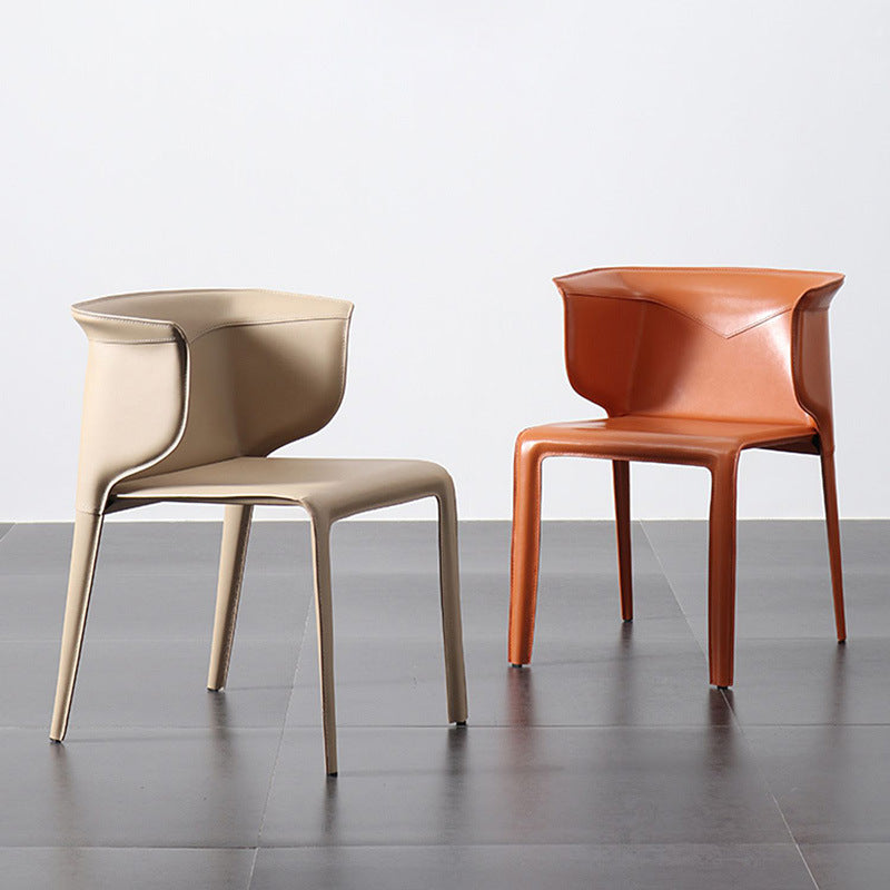 Metal Contemporary Indoor Chair with Leather Legs Matte Finish Side Chair for Dining Room Clearhalo 'Dining Chairs' 'Dining Tables & Seating' 'dining_chair' 'furn' 'furn_dining_chair' 'Furniture' 'furniture_dining_chair' 'Kitchen & Dining Furniture' 4986201