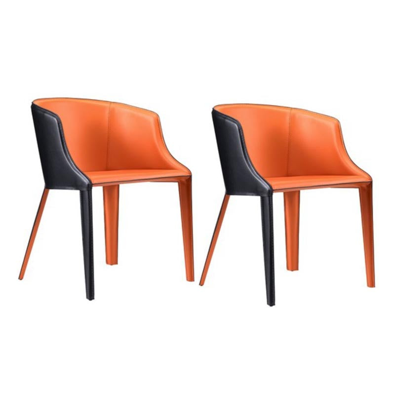 Metal Contemporary Indoor Chair with Leather Legs Matte Finish Side Chair for Dining Room Orange Red 2 Piece Set Clearhalo 'Dining Chairs' 'Dining Tables & Seating' 'dining_chair' 'furn' 'furn_dining_chair' 'Furniture' 'furniture_dining_chair' 'Kitchen & Dining Furniture' 4986205