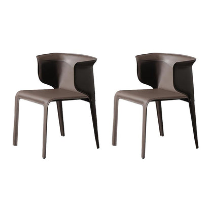 Metal Contemporary Indoor Chair with Leather Legs Matte Finish Side Chair for Dining Room Taupe 2 Piece Set Clearhalo 'Dining Chairs' 'Dining Tables & Seating' 'dining_chair' 'furn' 'furn_dining_chair' 'Furniture' 'furniture_dining_chair' 'Kitchen & Dining Furniture' 4986208
