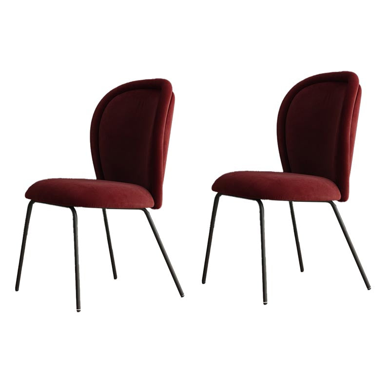 Upholstered Armless Dining Chair Contemporary Dining Room Side Chair Red 2 Piece Set Clearhalo 'Dining Chairs' 'Dining Tables & Seating' 'dining_chair' 'furn' 'furn_dining_chair' 'Furniture' 'furniture_dining_chair' 'Kitchen & Dining Furniture' 4986223