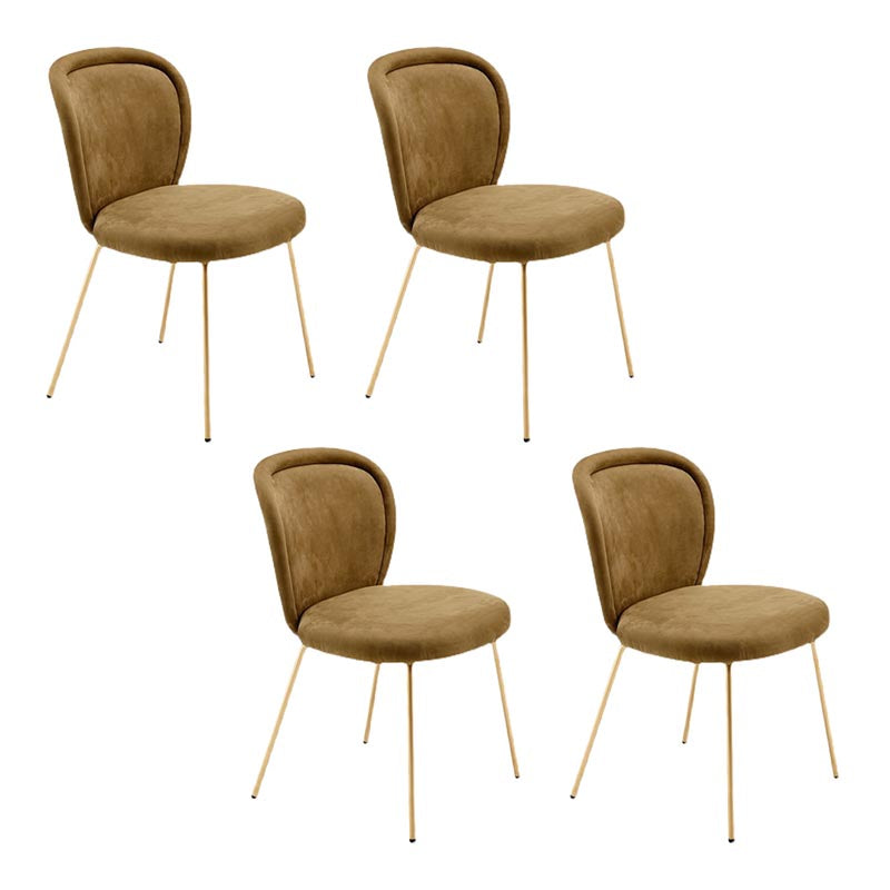 Upholstered Armless Dining Chair Contemporary Dining Room Side Chair Brown 4 Piece Set Clearhalo 'Dining Chairs' 'Dining Tables & Seating' 'dining_chair' 'furn' 'furn_dining_chair' 'Furniture' 'furniture_dining_chair' 'Kitchen & Dining Furniture' 4986237