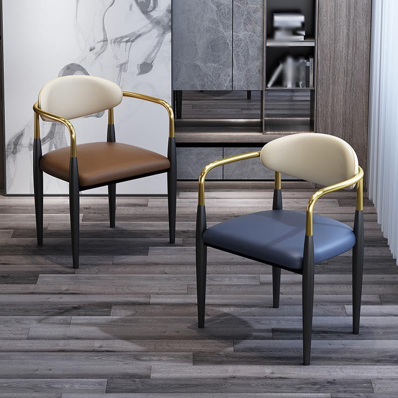 Modern Style Arm Chair Leather Open Back Dining Chair for Dining Room Clearhalo 'Dining Chairs' 'Dining Tables & Seating' 'dining_chair' 'furn' 'furn_dining_chair' 'Furniture' 'furniture_dining_chair' 'Kitchen & Dining Furniture' 4986242