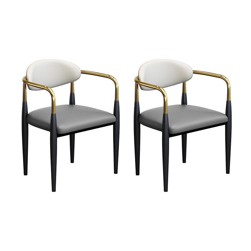 Modern Style Arm Chair Leather Open Back Dining Chair for Dining Room Grey 2 Piece Set Clearhalo 'Dining Chairs' 'Dining Tables & Seating' 'dining_chair' 'furn' 'furn_dining_chair' 'Furniture' 'furniture_dining_chair' 'Kitchen & Dining Furniture' 4986245